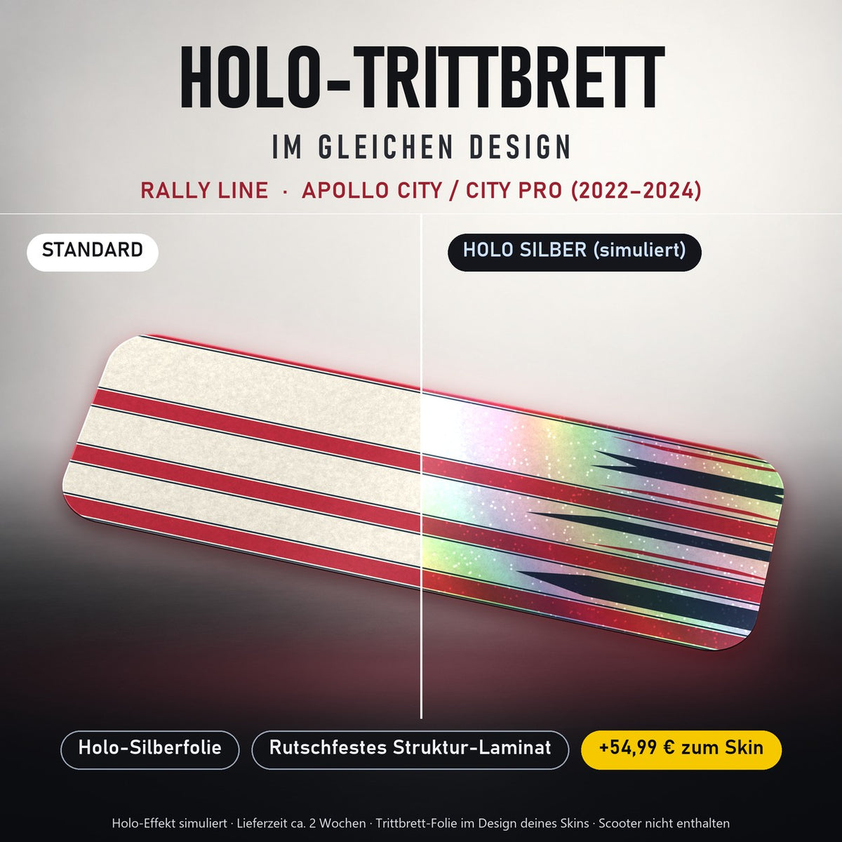 Holo-Trittbrett im gleichen Design – RALLY LINE für APOLLO CITY / CITY PRO (2022–2024), Holo-Effekt simuliert (+54,99 €)