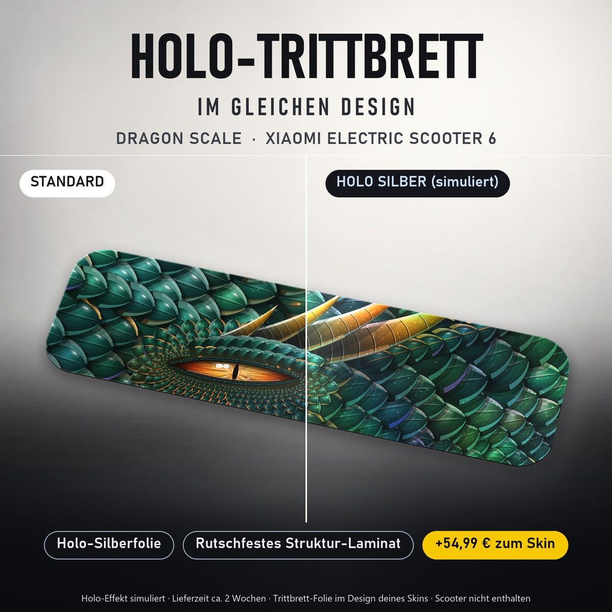 Holo-Trittbrett im gleichen Design – DRAGON SCALE für XIAOMI ELECTRIC SCOOTER 6, Holo-Effekt simuliert (+54,99 €)