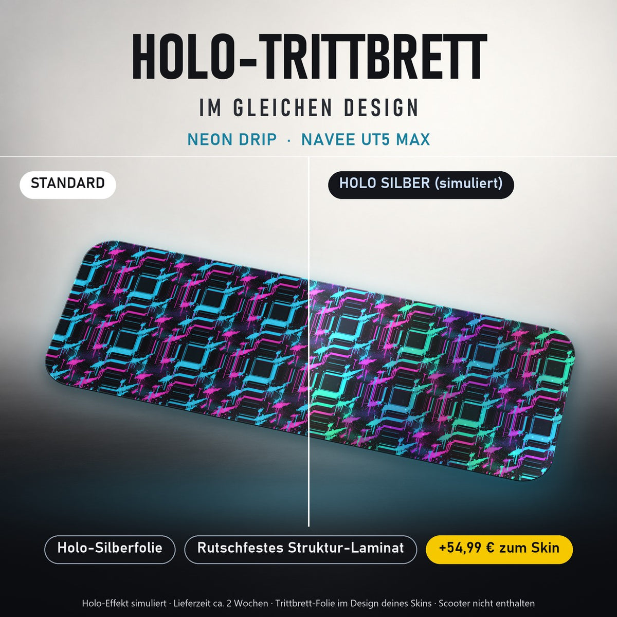 Holo-Trittbrett im gleichen Design – NEON DRIP für NAVEE UT5 MAX, Holo-Effekt simuliert (+54,99 €)