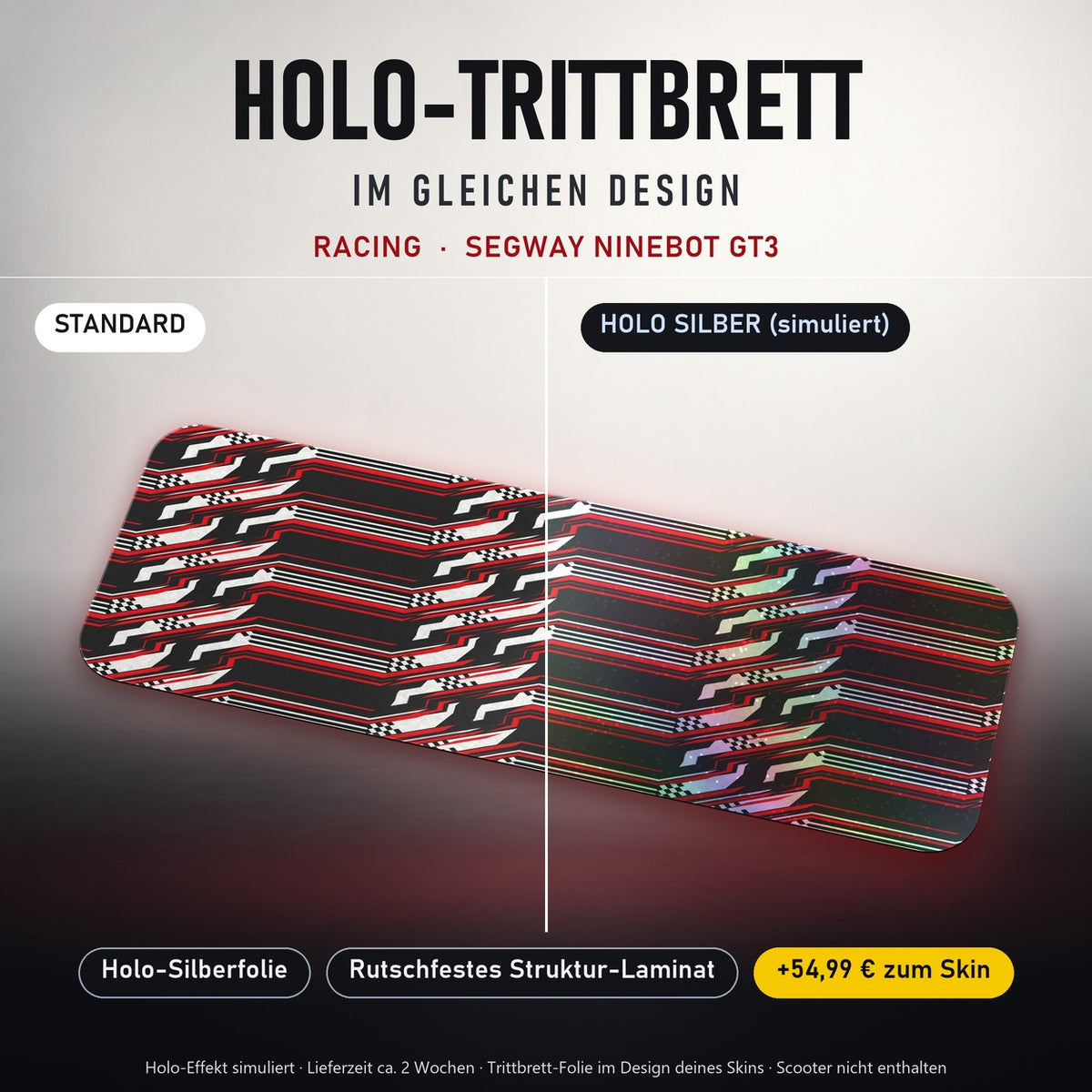 Holo-Trittbrett im gleichen Design – RACING für SEGWAY NINEBOT GT3, Holo-Effekt simuliert (+54,99 €)