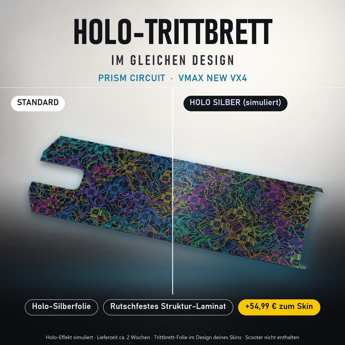 Holo-Trittbrett im gleichen Design – PRISM CIRCUIT für VMAX NEW VX4, Holo-Effekt simuliert (+54,99 €)