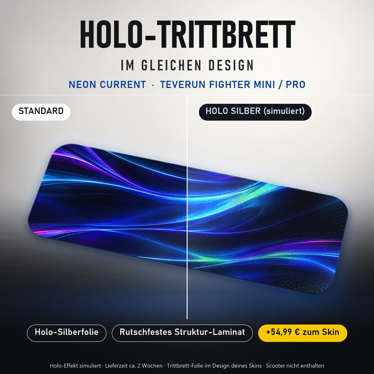 Holo-Trittbrett im gleichen Design – NEON CURRENT für TEVERUN FIGHTER MINI / PRO, Holo-Effekt simuliert (+54,99 €)