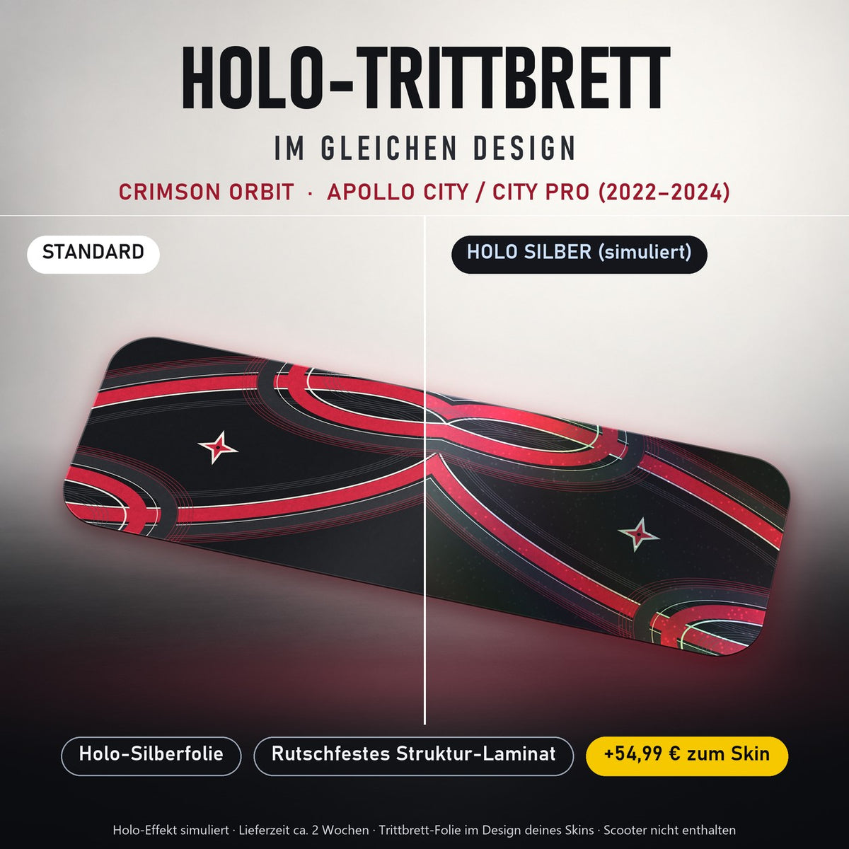 Holo-Trittbrett im gleichen Design – CRIMSON ORBIT für APOLLO CITY / CITY PRO (2022–2024), Holo-Effekt simuliert (+54,99 €)