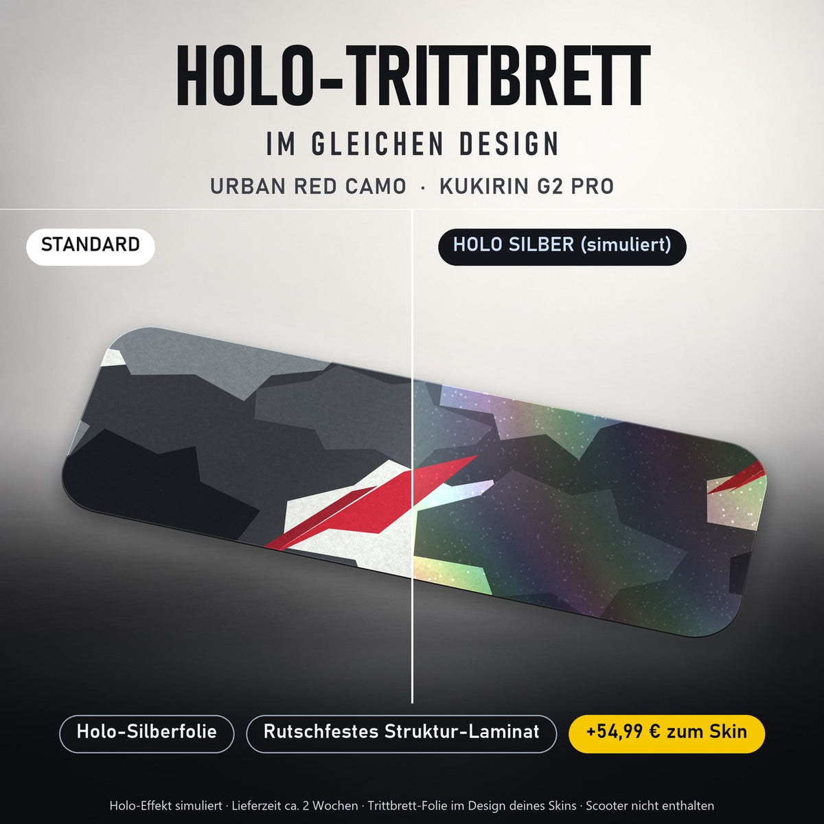 Holo-Trittbrett im gleichen Design – URBAN RED CAMO für KUKIRIN G2 PRO, Holo-Effekt simuliert (+54,99 €)