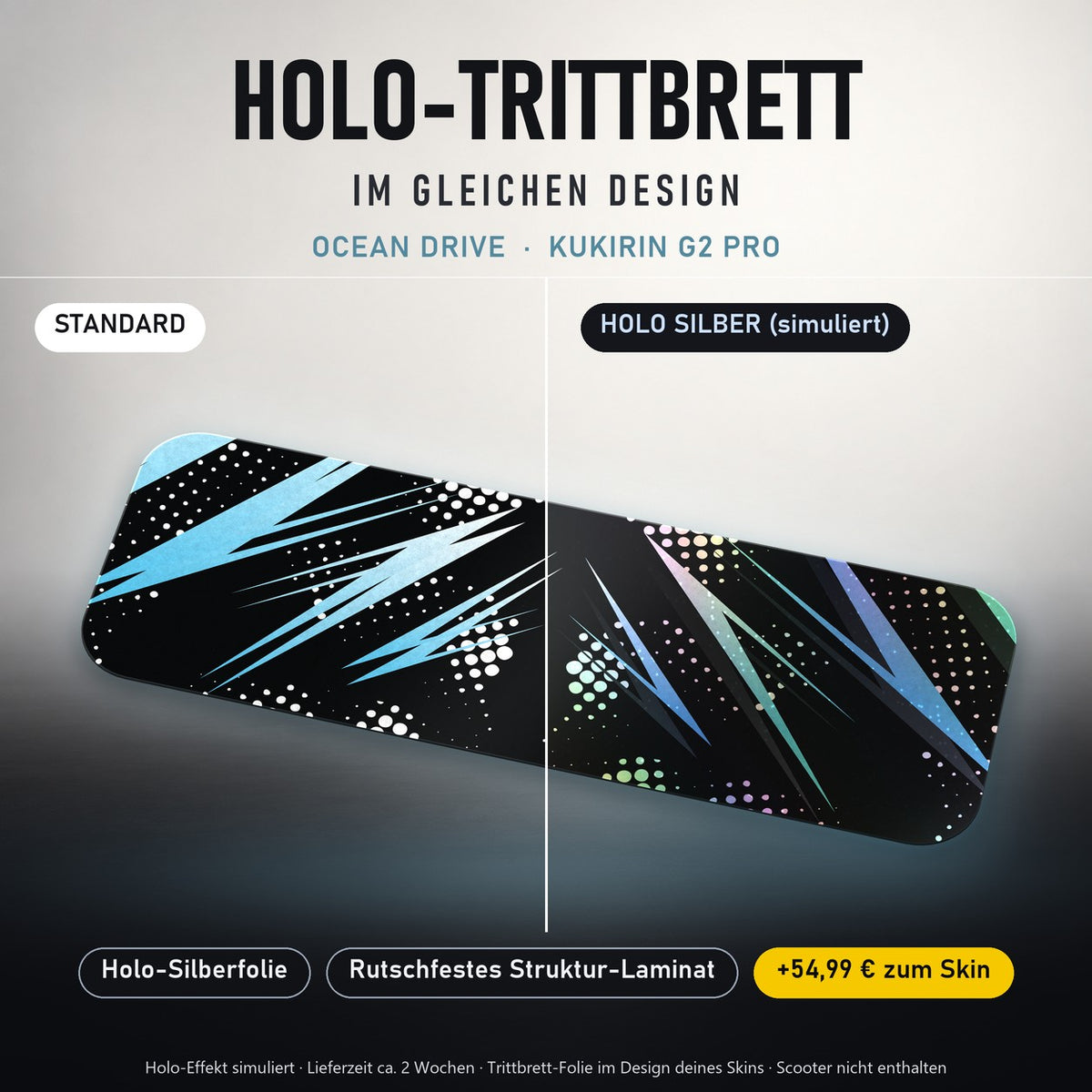 Holo-Trittbrett im gleichen Design – OCEAN DRIVE für KUKIRIN G2 PRO, Holo-Effekt simuliert (+54,99 €)