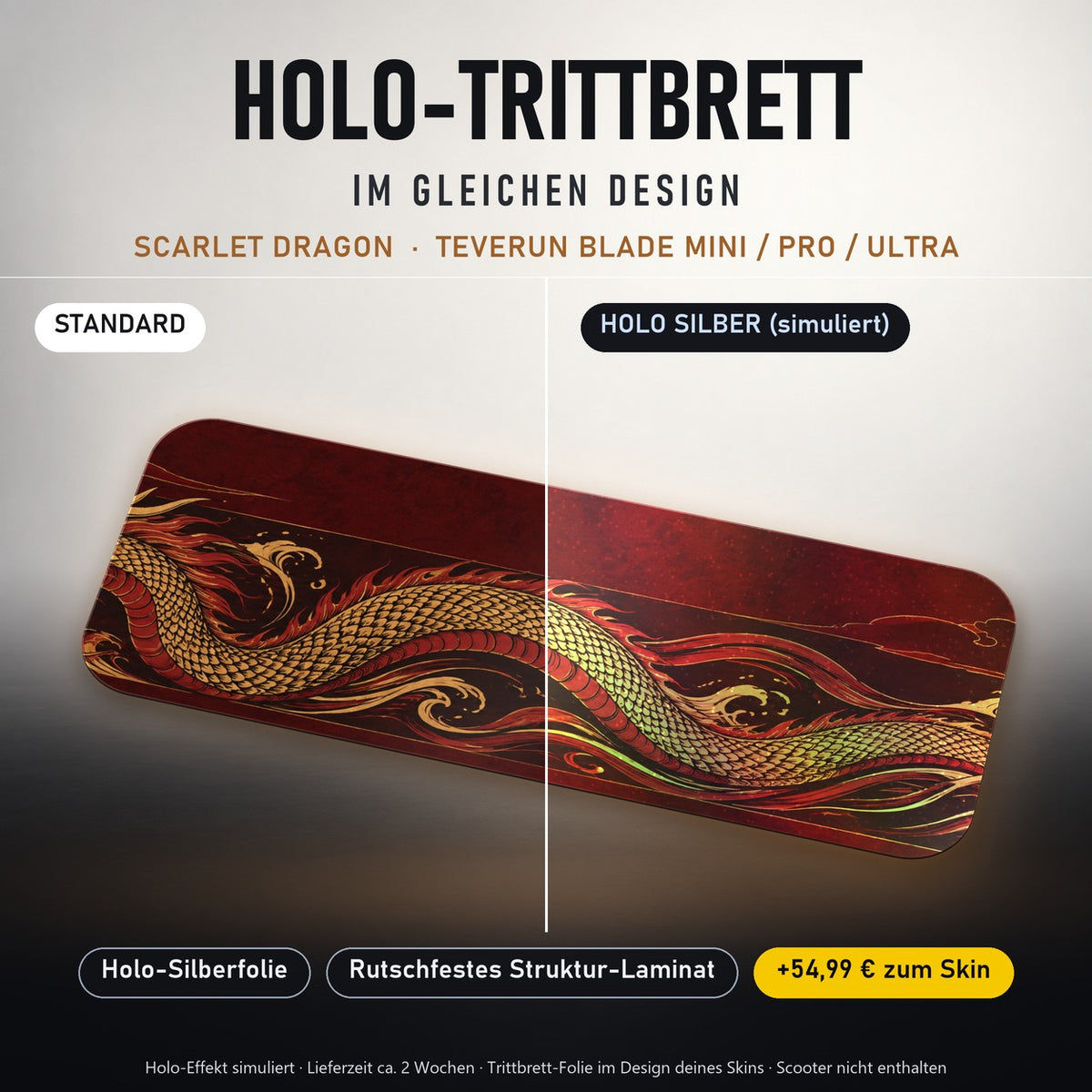 Holo-Trittbrett im gleichen Design – SCARLET DRAGON für TEVERUN BLADE MINI / PRO / ULTRA, Holo-Effekt simuliert (+54,99 €)