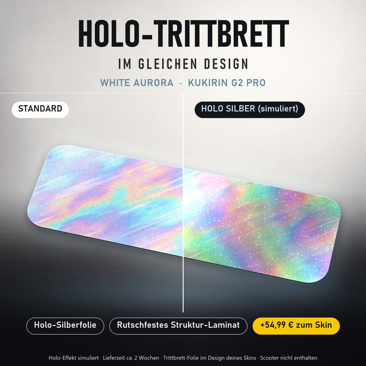 Holo-Trittbrett im gleichen Design – WHITE AURORA für KUKIRIN G2 PRO, Holo-Effekt simuliert (+54,99 €)