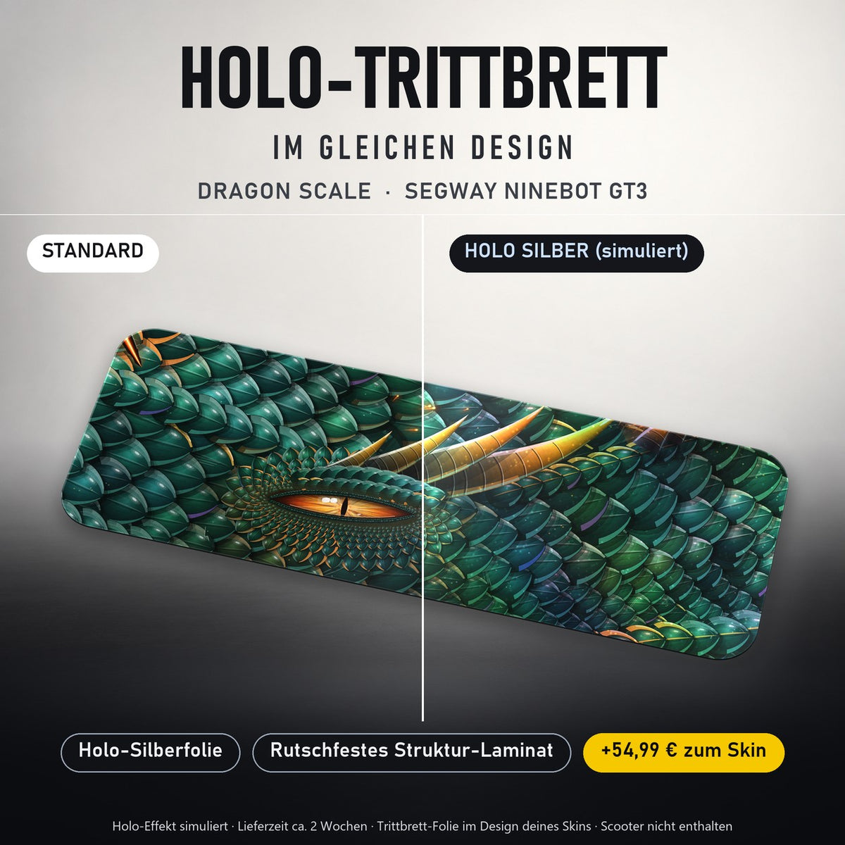 Holo-Trittbrett im gleichen Design – DRAGON SCALE für SEGWAY NINEBOT GT3, Holo-Effekt simuliert (+54,99 €)