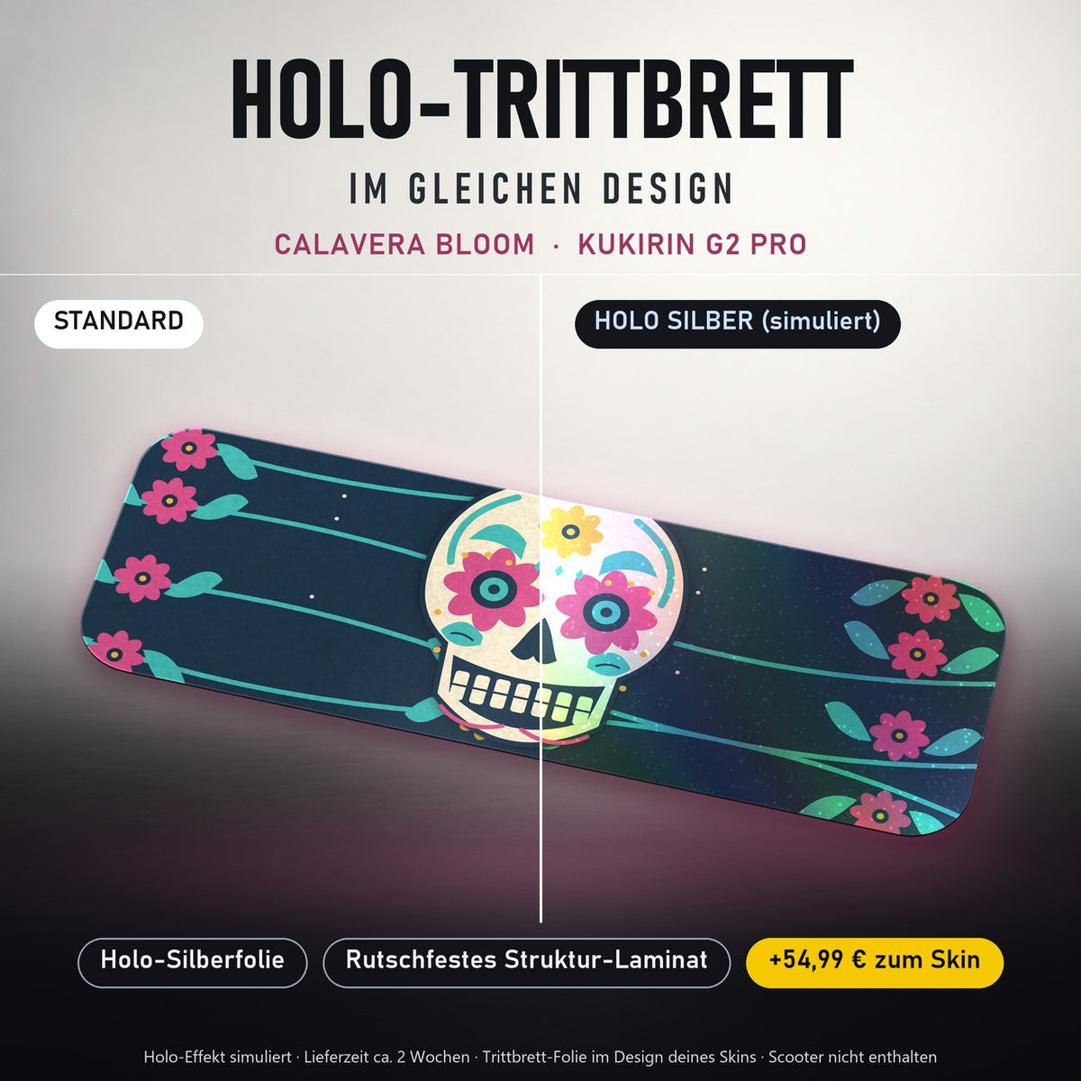 Holo-Trittbrett im gleichen Design – CALAVERA BLOOM für KUKIRIN G2 PRO, Holo-Effekt simuliert (+54,99 €)