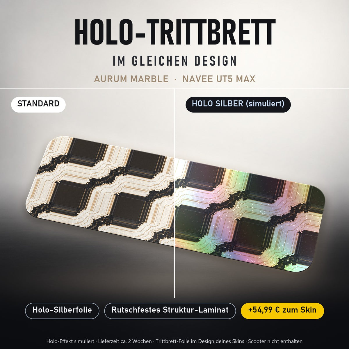 Holo-Trittbrett im gleichen Design – AURUM MARBLE für NAVEE UT5 MAX, Holo-Effekt simuliert (+54,99 €)
