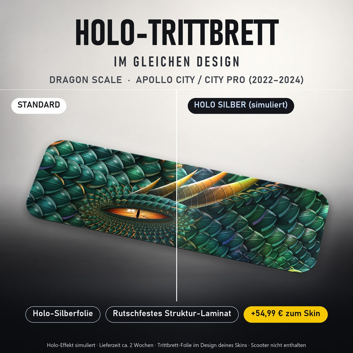 Holo-Trittbrett im gleichen Design – DRAGON SCALE für APOLLO CITY / CITY PRO (2022–2024), Holo-Effekt simuliert (+54,99 €)