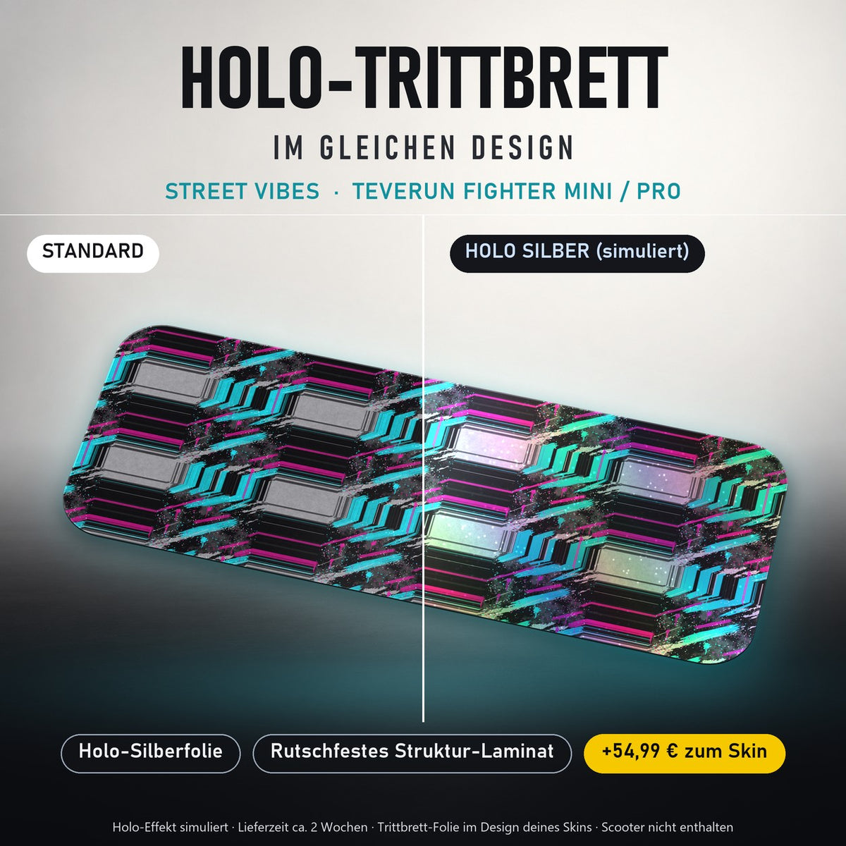Holo-Trittbrett im gleichen Design – STREET VIBES für TEVERUN FIGHTER MINI / PRO, Holo-Effekt simuliert (+54,99 €)