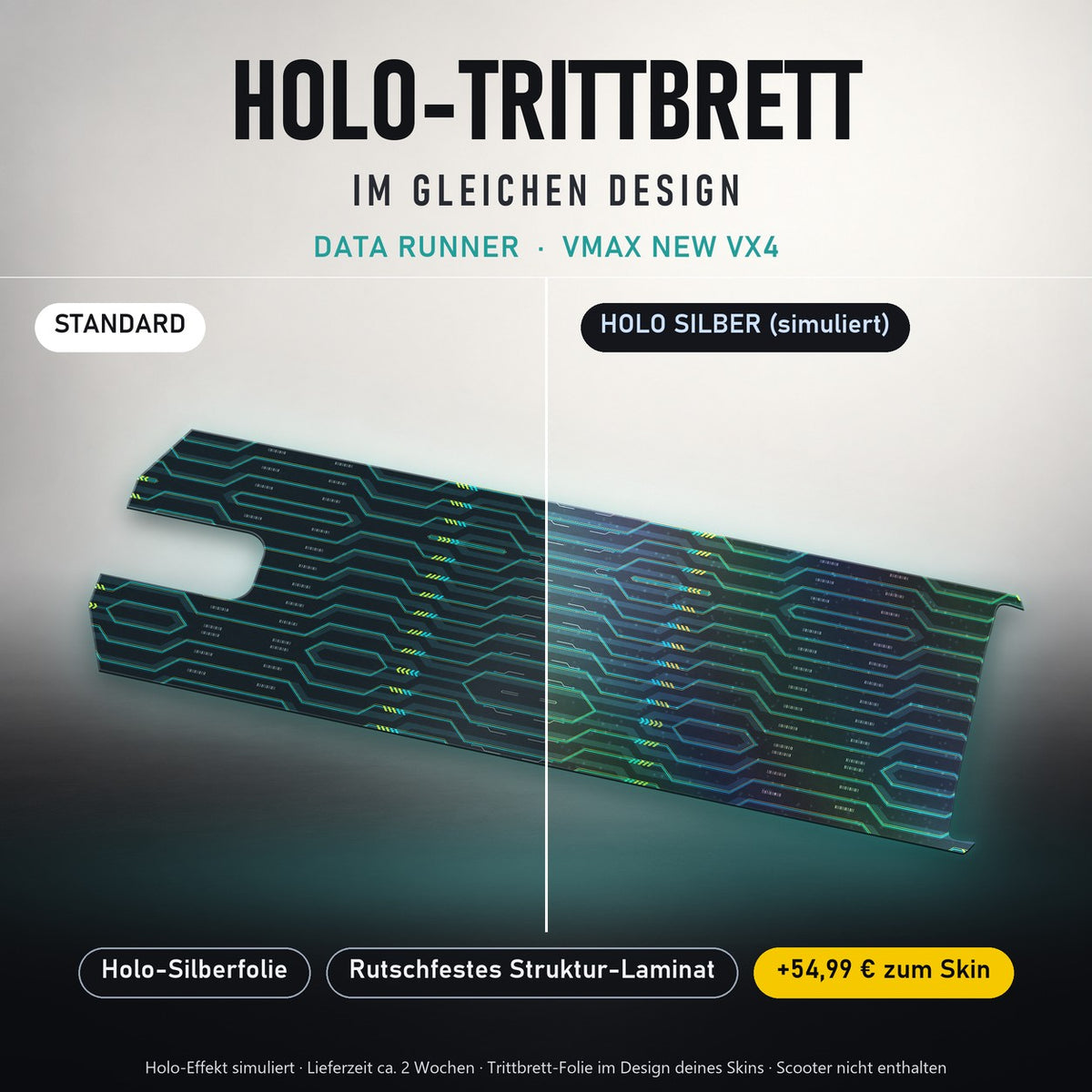 Holo-Trittbrett im gleichen Design – DATA RUNNER für VMAX NEW VX4, Holo-Effekt simuliert (+54,99 €)