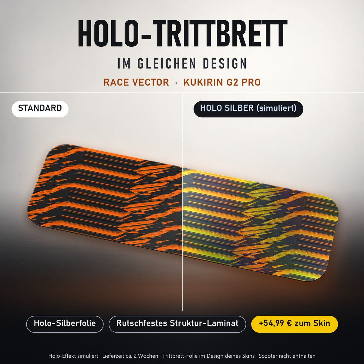 Holo-Trittbrett im gleichen Design – RACE VECTOR für KUKIRIN G2 PRO, Holo-Effekt simuliert (+54,99 €)