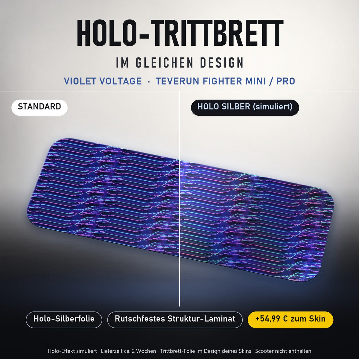 Holo-Trittbrett im gleichen Design – VIOLET VOLTAGE für TEVERUN FIGHTER MINI / PRO, Holo-Effekt simuliert (+54,99 €)