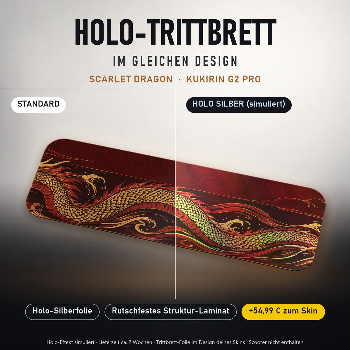 Holo-Trittbrett im gleichen Design – SCARLET DRAGON für KUKIRIN G2 PRO, Holo-Effekt simuliert (+54,99 €)