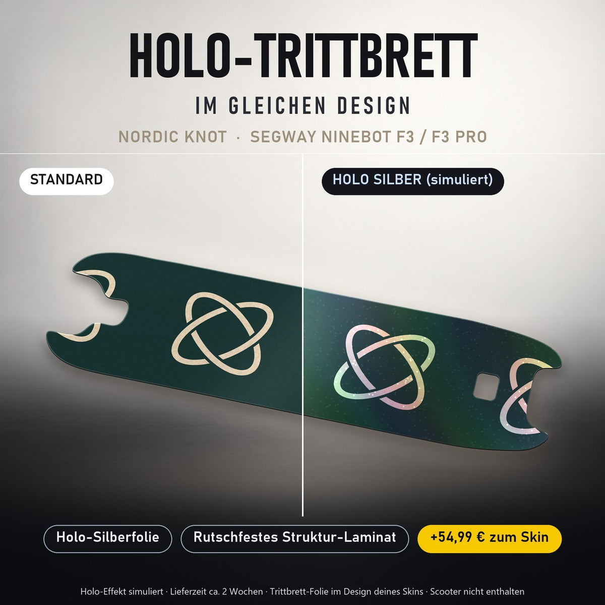 Holo-Trittbrett im gleichen Design – NORDIC KNOT für SEGWAY NINEBOT F3 / F3 PRO, Holo-Effekt simuliert (+54,99 €)