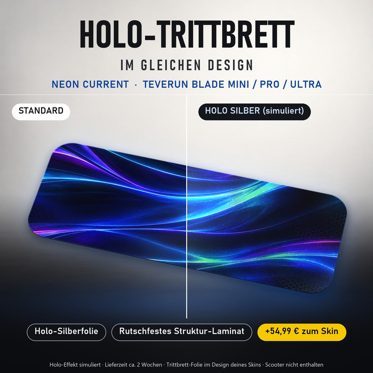 Holo-Trittbrett im gleichen Design – NEON CURRENT für TEVERUN BLADE MINI / PRO / ULTRA, Holo-Effekt simuliert (+54,99 €)