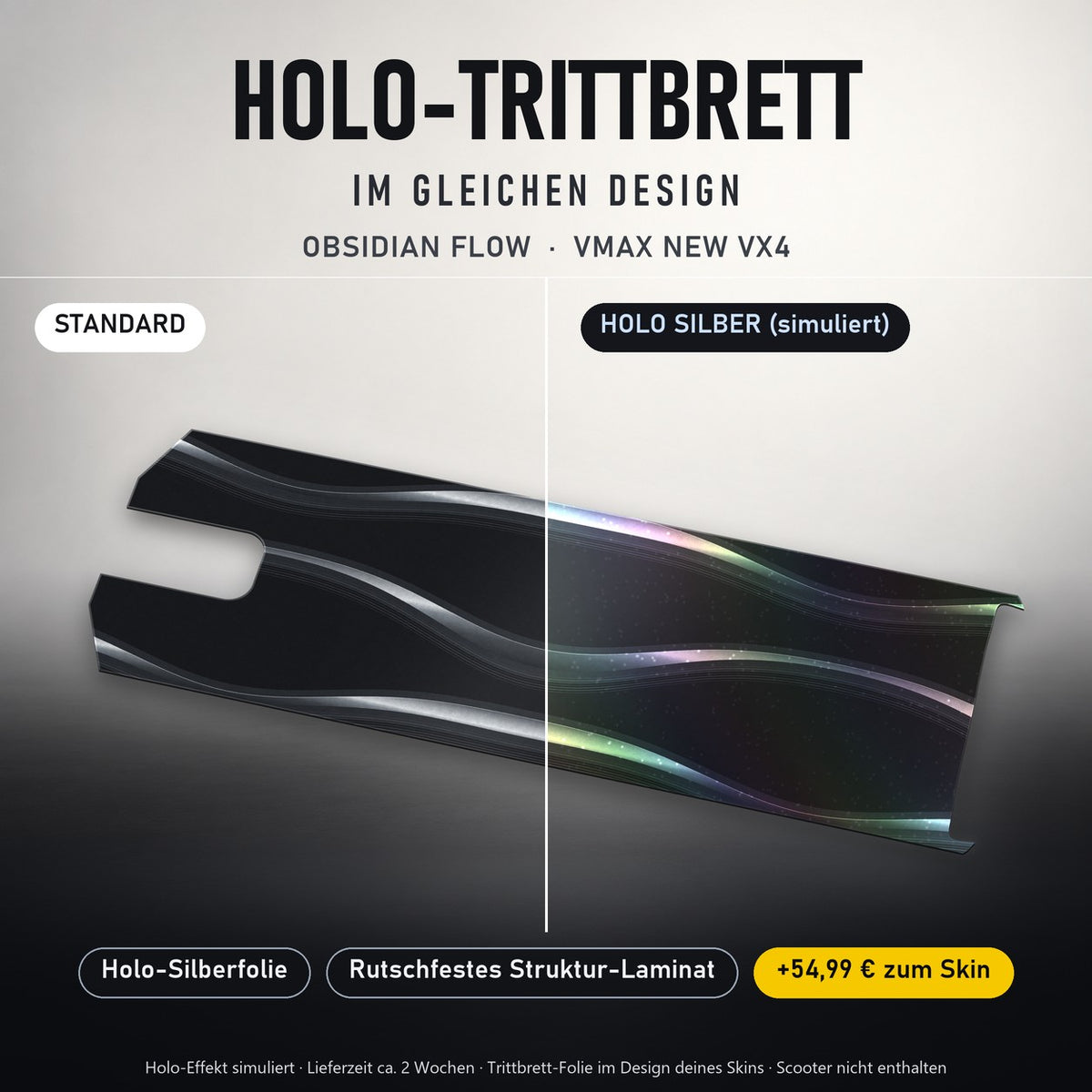 Holo-Trittbrett im gleichen Design – OBSIDIAN FLOW für VMAX NEW VX4, Holo-Effekt simuliert (+54,99 €)