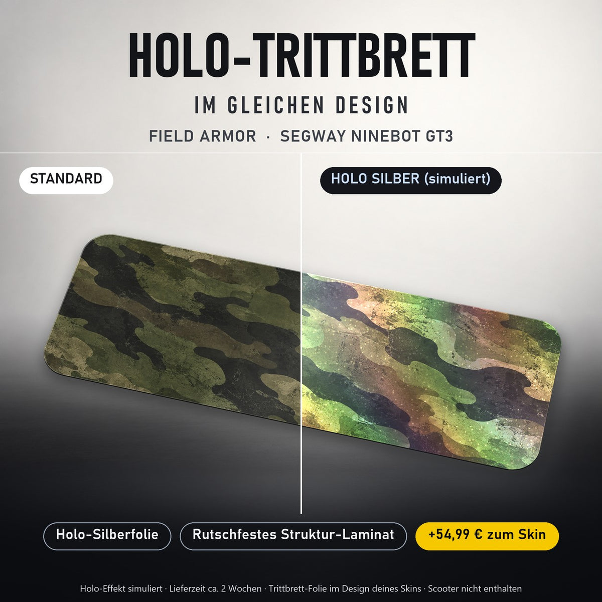 Holo-Trittbrett im gleichen Design – FIELD ARMOR für SEGWAY NINEBOT GT3, Holo-Effekt simuliert (+54,99 €)