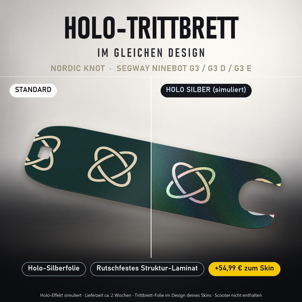 Holo-Trittbrett im gleichen Design – NORDIC KNOT für SEGWAY NINEBOT G3 / G3 D / G3 E, Holo-Effekt simuliert (+54,99 €)