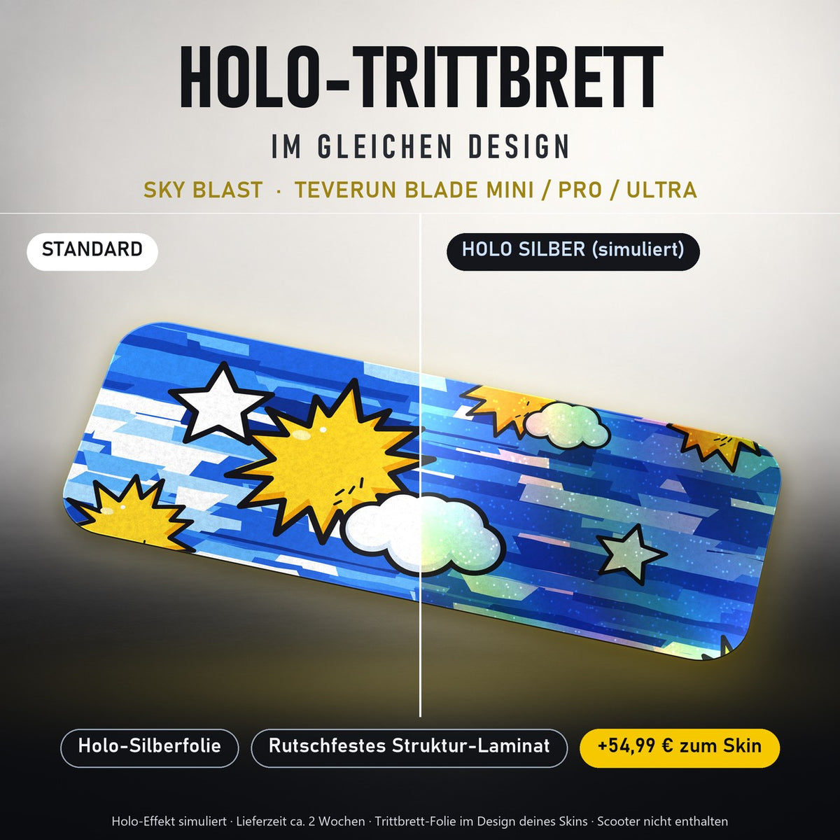 Holo-Trittbrett im gleichen Design – SKY BLAST für TEVERUN BLADE MINI / PRO / ULTRA, Holo-Effekt simuliert (+54,99 €)