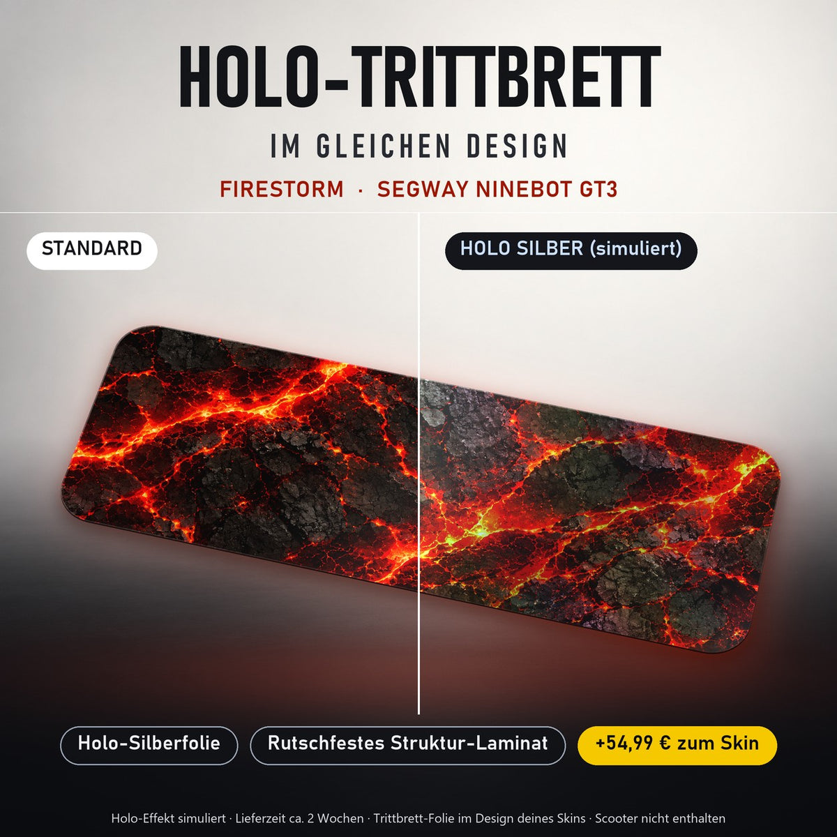 Holo-Trittbrett im gleichen Design – FIRESTORM für SEGWAY NINEBOT GT3, Holo-Effekt simuliert (+54,99 €)