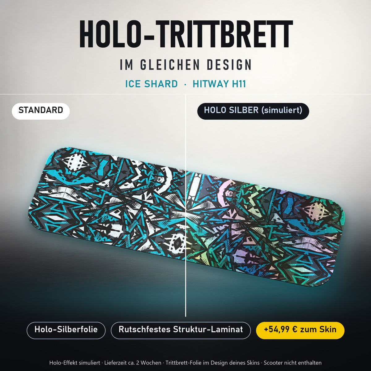 Holo-Trittbrett im gleichen Design – ICE SHARD für HITWAY H11, Holo-Effekt simuliert (+54,99 €)