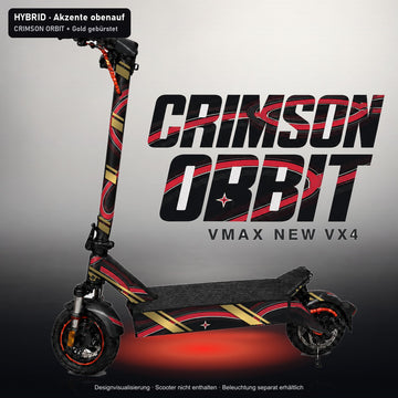 Beispiel: CRIMSON ORBIT mit Akzentstreifen aus Gold gebürstet, Visualisierung
