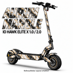 IO HAWK ELITE X 1.0 / 2.0 SKIN | AURUM MARBLE – Designvisualisierung; Scooter nicht enthalten. Reifenaufkleber separat erhältlich.