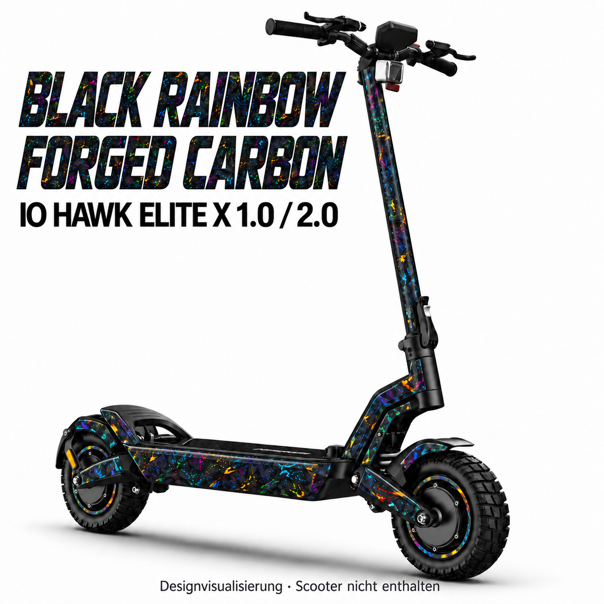 IO HAWK Elite X 1.0 / 2.0 BLACK RAINBOW FORGED CARBON. Reifenaufkleber separat erhältlich.