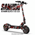IO HAWK ELITE X 1.0 / 2.0 SKIN | SAMURAI – Designvisualisierung; Scooter nicht enthalten. Reifenaufkleber separat erhältlich.