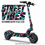 IO HAWK ELITE X 1.0 / 2.0 SKIN | STREET VIBES – Designvisualisierung; Scooter nicht enthalten. Reifenaufkleber separat erhältlich.