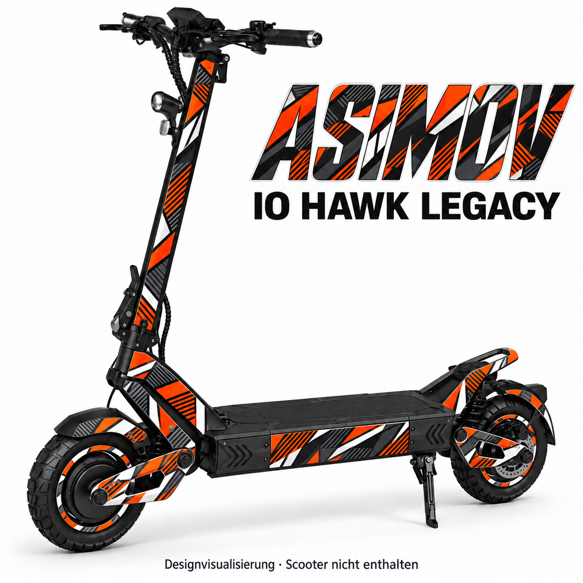 IO HAWK Legacy – Designbeispiel ASIMOV. Reifenaufkleber separat erhältlich.