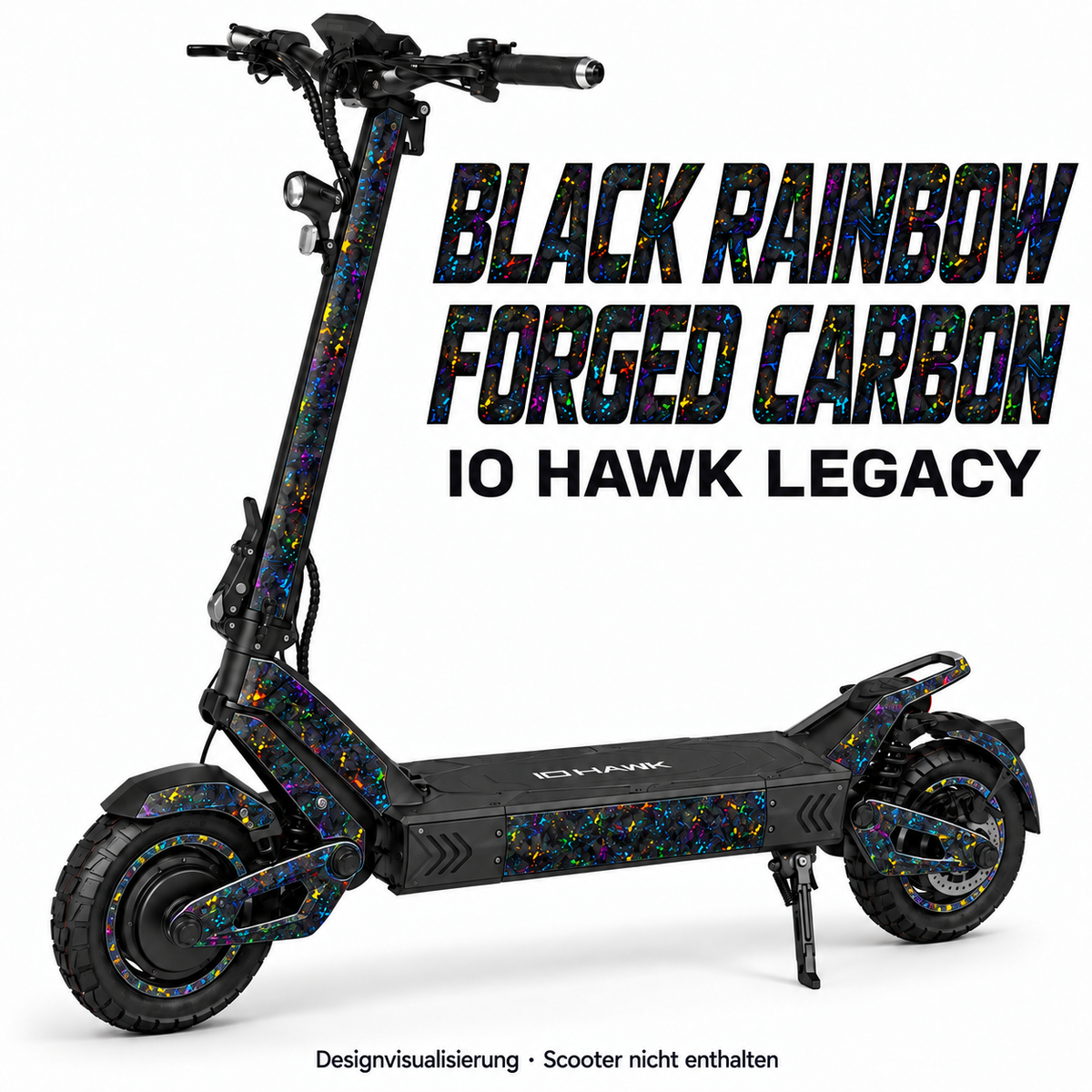 IO HAWK Legacy BLACK RAINBOW FORGED CARBON. Reifenaufkleber separat erhältlich.