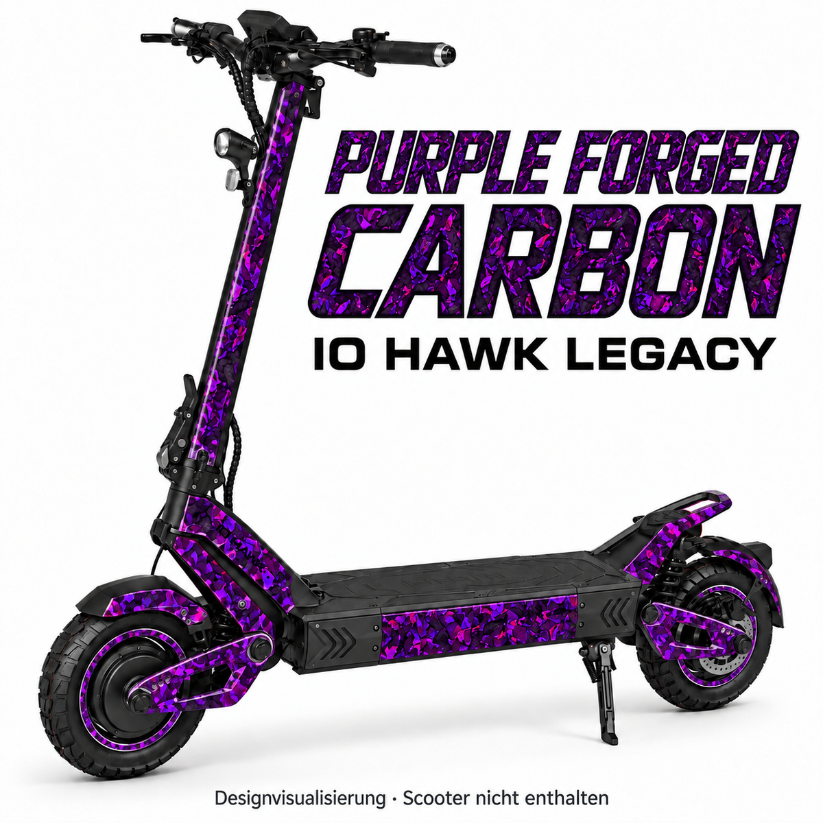IO HAWK Legacy – Designbeispiel PURPLE FORGED CARBON. Reifenaufkleber separat erhältlich.
