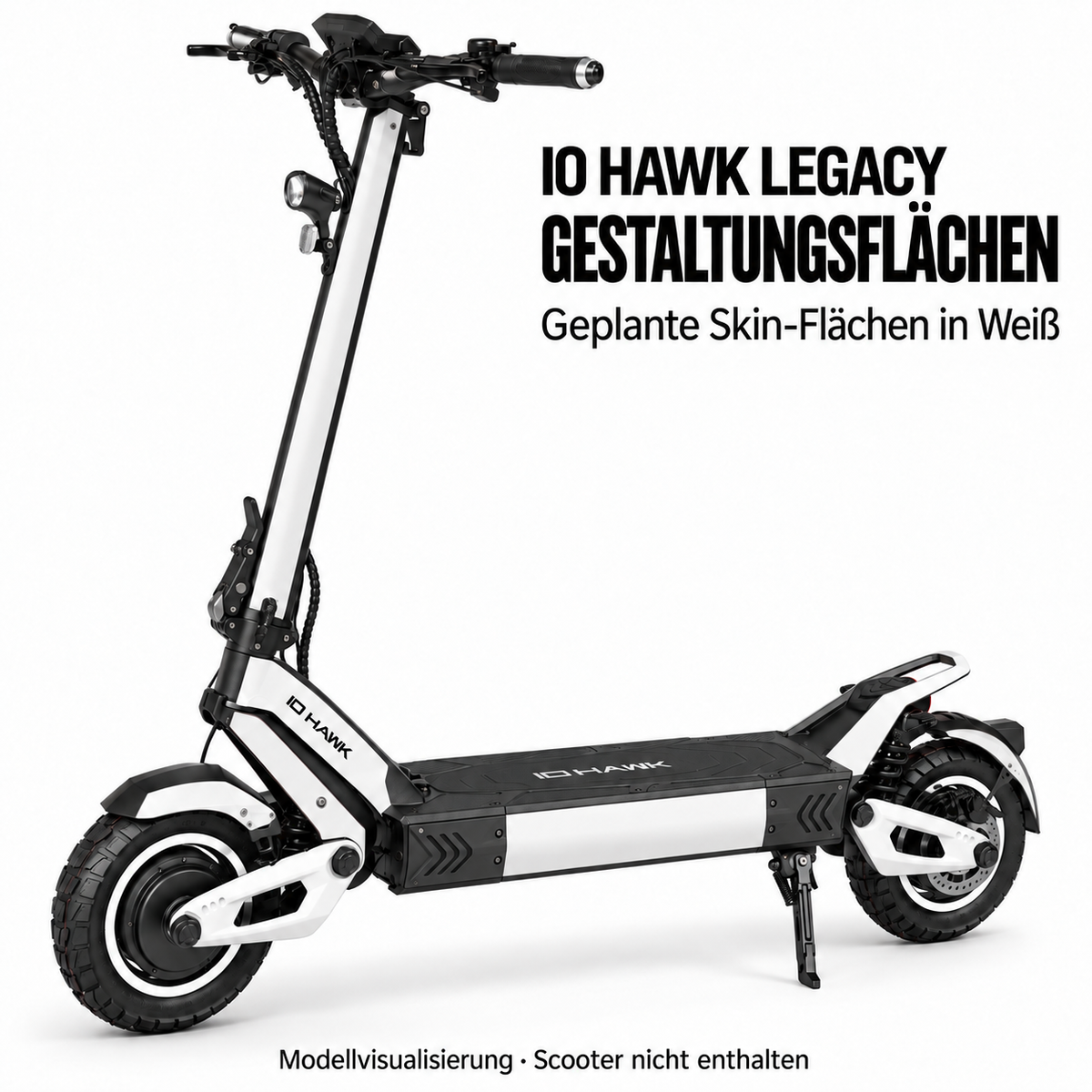 IO HAWK Legacy – Gestaltungsflächen; Scooter nicht enthalten. Reifenaufkleber separat erhältlich.