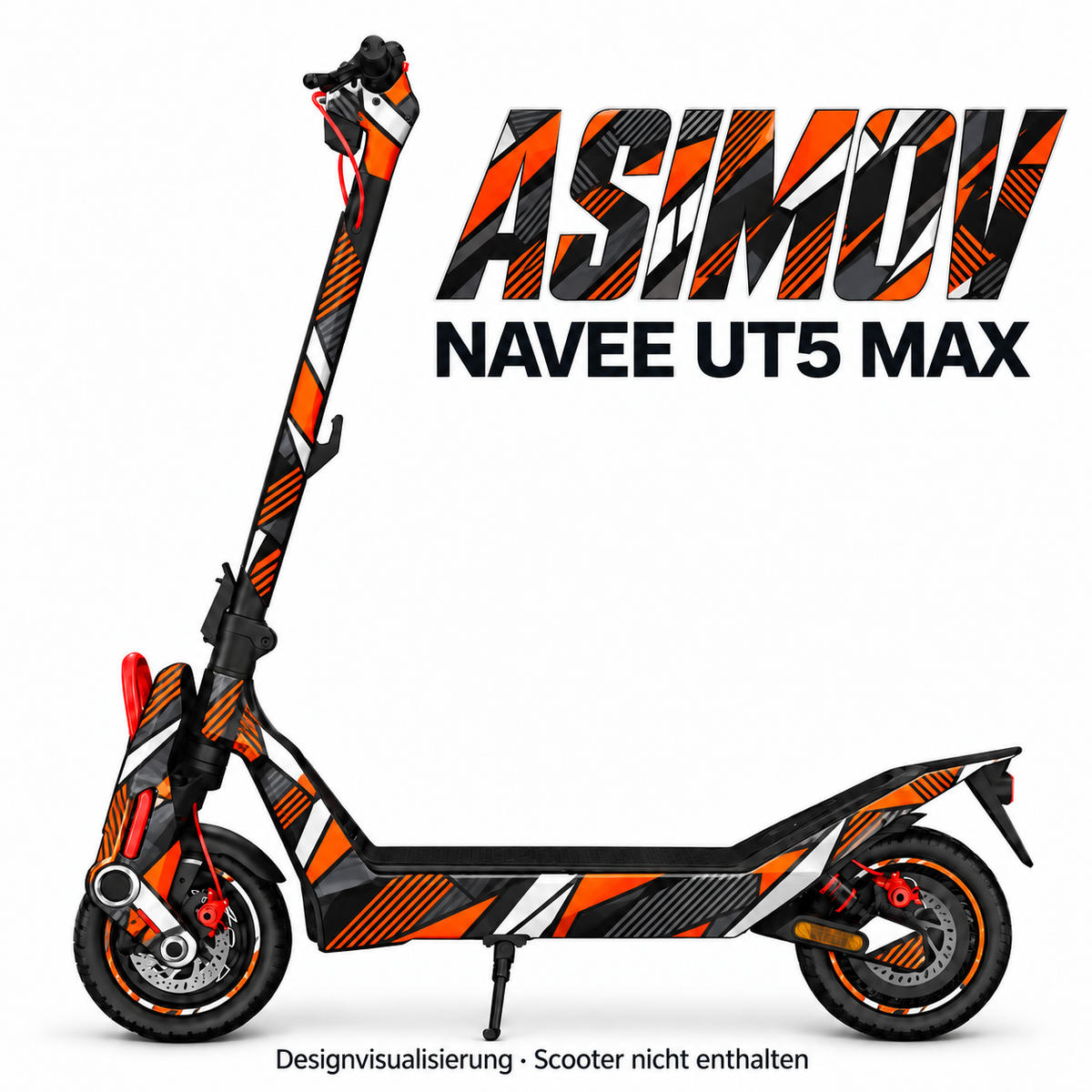 NAVEE UT5 Max Skin ASIMOV – Designvisualisierung. Reifenaufkleber separat erhältlich. Scooter nicht enthalten.