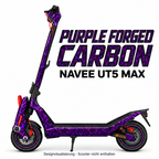 NAVEE UT5 Max Skin PURPLE FORGED CARBON – Designvisualisierung. Reifenaufkleber separat erhältlich. Scooter nicht enthalten.