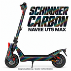 NAVEE UT5 Max Skin SCHIMMER CARBON – Designvisualisierung. Reifenaufkleber separat erhältlich. Scooter nicht enthalten.
