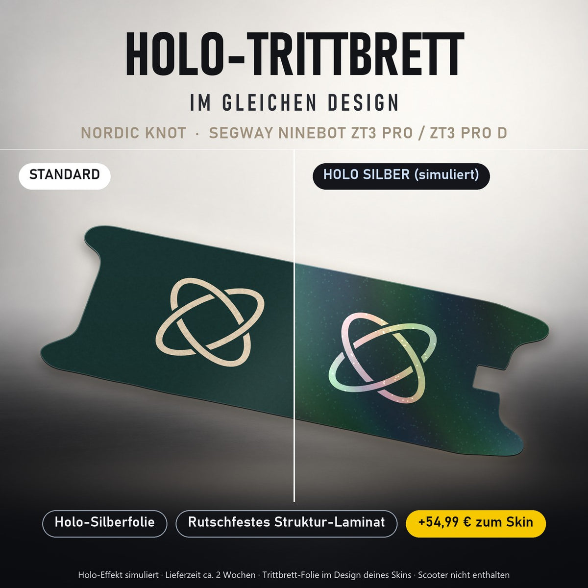 Holo-Trittbrett im gleichen Design – NORDIC KNOT für SEGWAY NINEBOT ZT3 PRO / ZT3 PRO D, Holo-Effekt simuliert (+54,99 €)