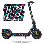 SEGWAY MAX G30 SKIN | STREET VIBES – Designvisualisierung; Scooter nicht enthalten. Reifenaufkleber separat erhältlich.