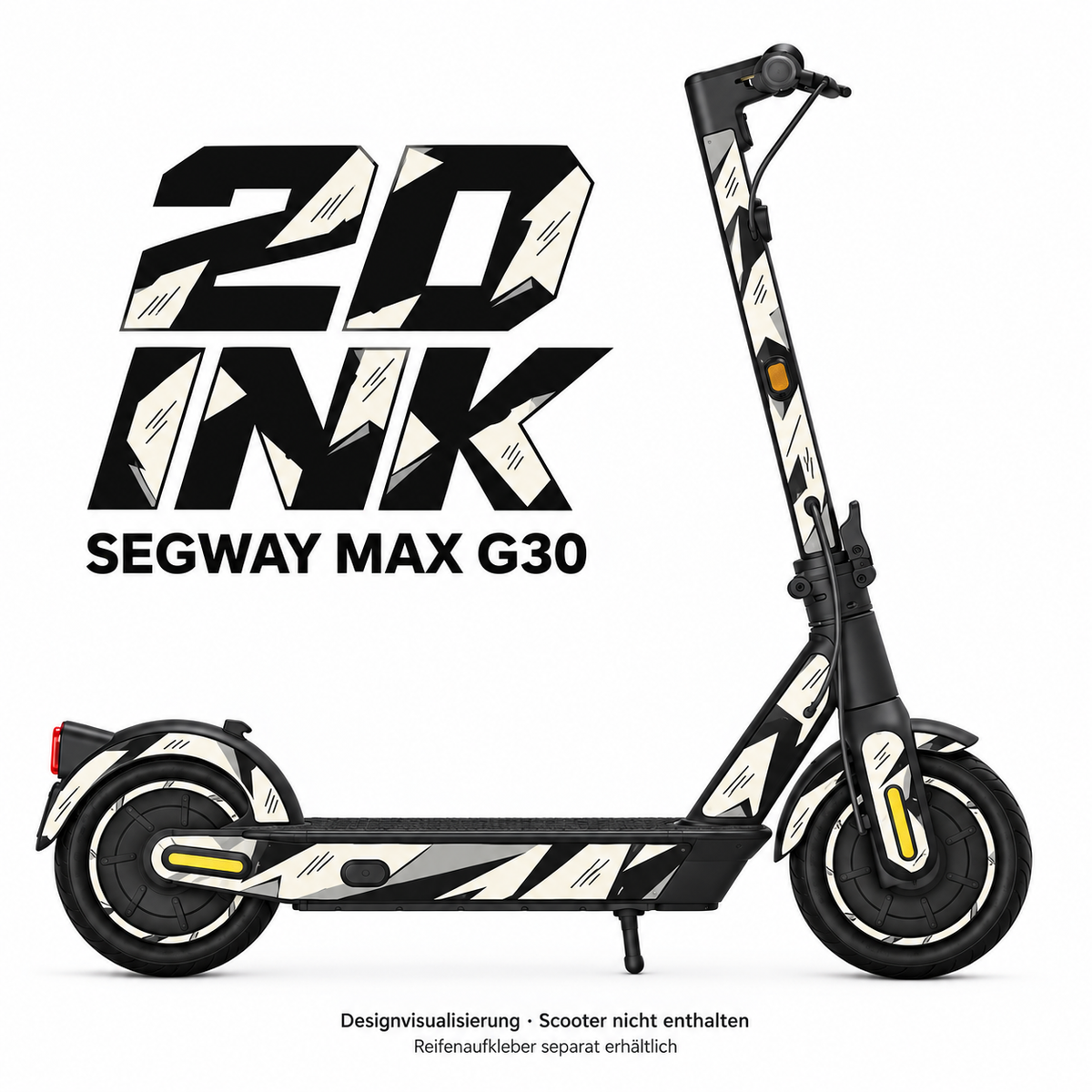 Segway MAX G30 – 2D INK. Designvisualisierung; Reifenaufkleber separat erhältlich.