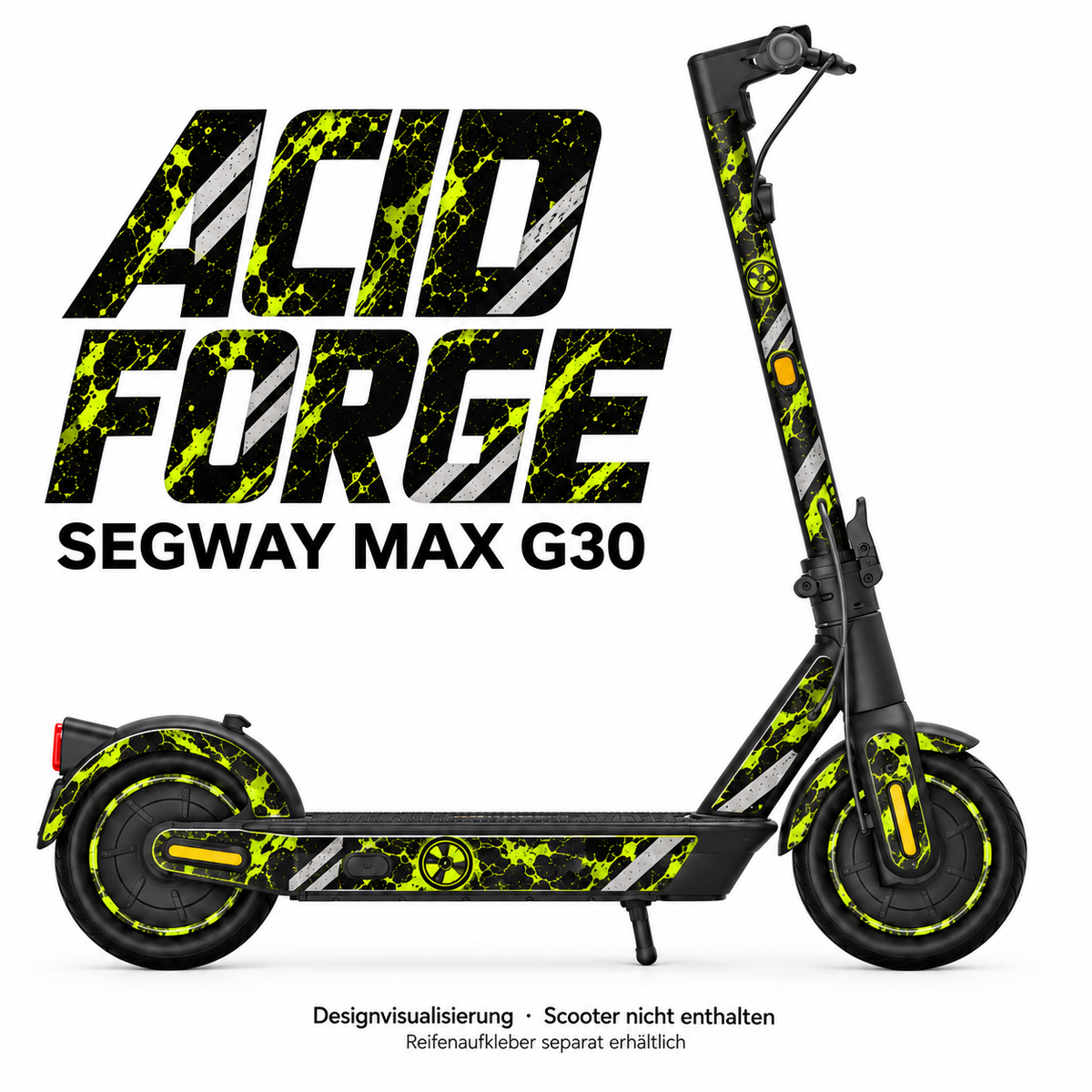Segway MAX G30 – ACID FORGE. Designvisualisierung; Reifenaufkleber separat erhältlich.