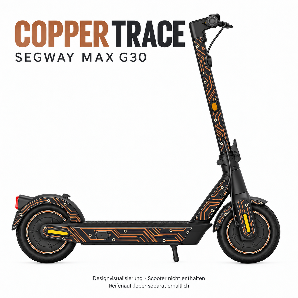 Segway MAX G30 – COPPER TRACE. Designvisualisierung; Reifenaufkleber separat erhältlich.