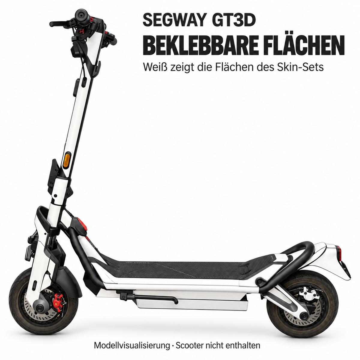 segway-gt3 – Flächen des Skin-Sets in Weiß. Modellvisualisierung, Leuchten und Reflektoren bleiben frei.