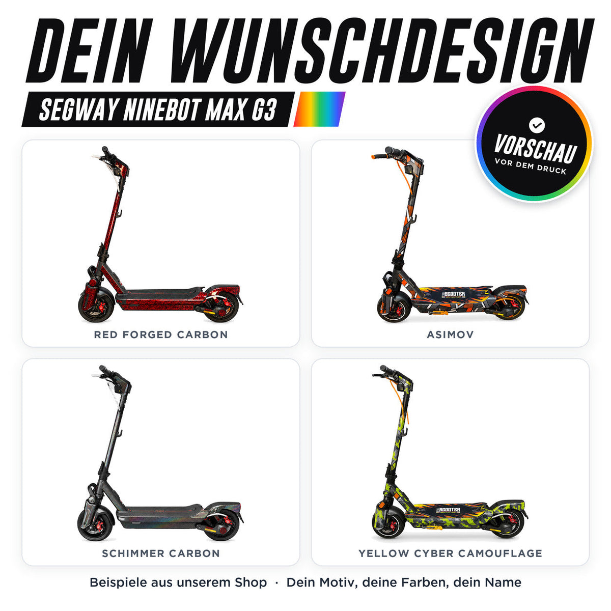 Segway Ninebot MAX G3 Pro Skin – CUSTOM – Custom Wunschdesign | Escooter Skins