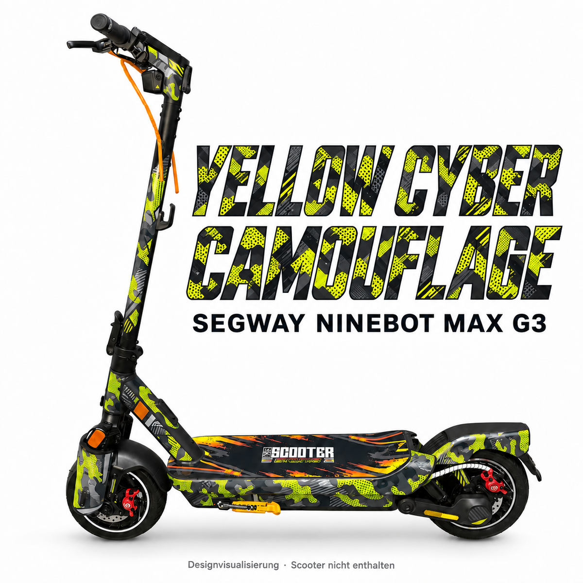 Segway Ninebot MAX G3 Pro Skin – YELLOW CYBER CAMOUFLAGE – Designansicht | Escooter Skins