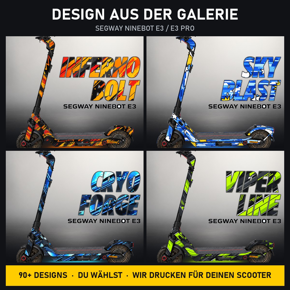 Segway Ninebot E3 Skin – Design aus der Galerie, Beispiel-Designs