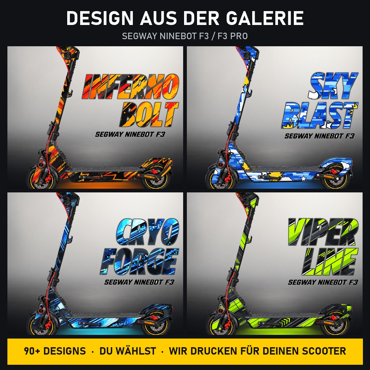 Segway Ninebot F3 Skin – Design aus der Galerie, Beispiel-Designs